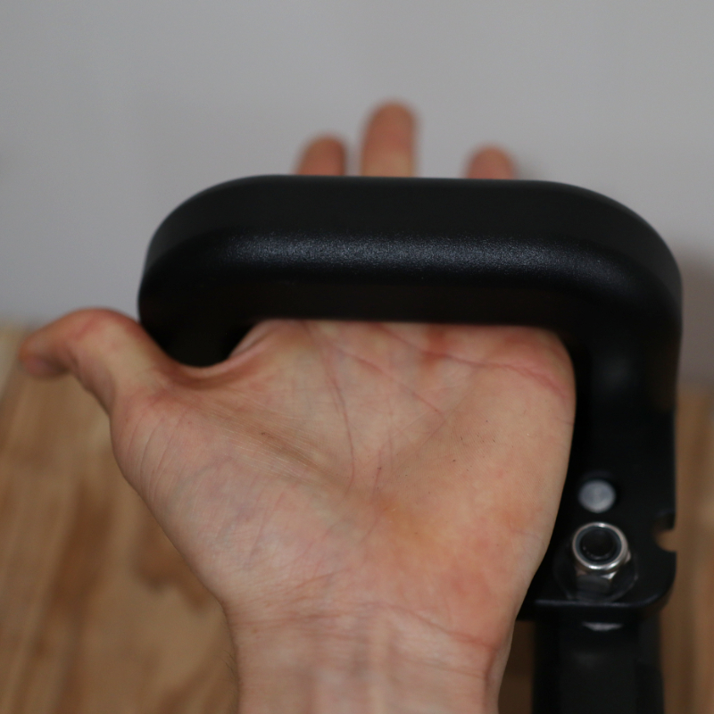 A hand not fitting in the Back Widow's handle.